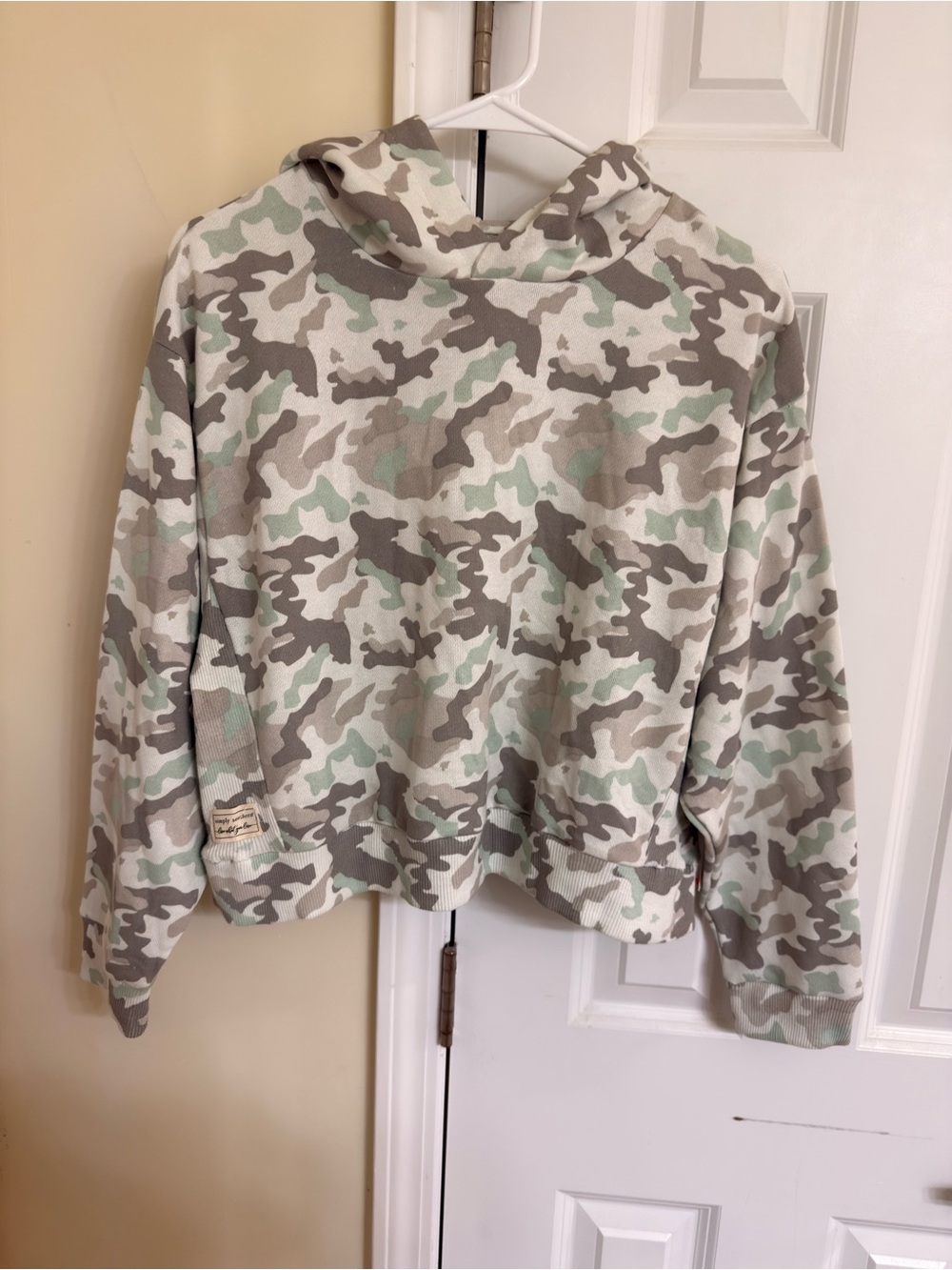 Simply Southern Kids Camo Hoodie - Sage, Gray & White